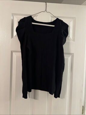 Black Puff Sleeve Square Neck Women’s Top